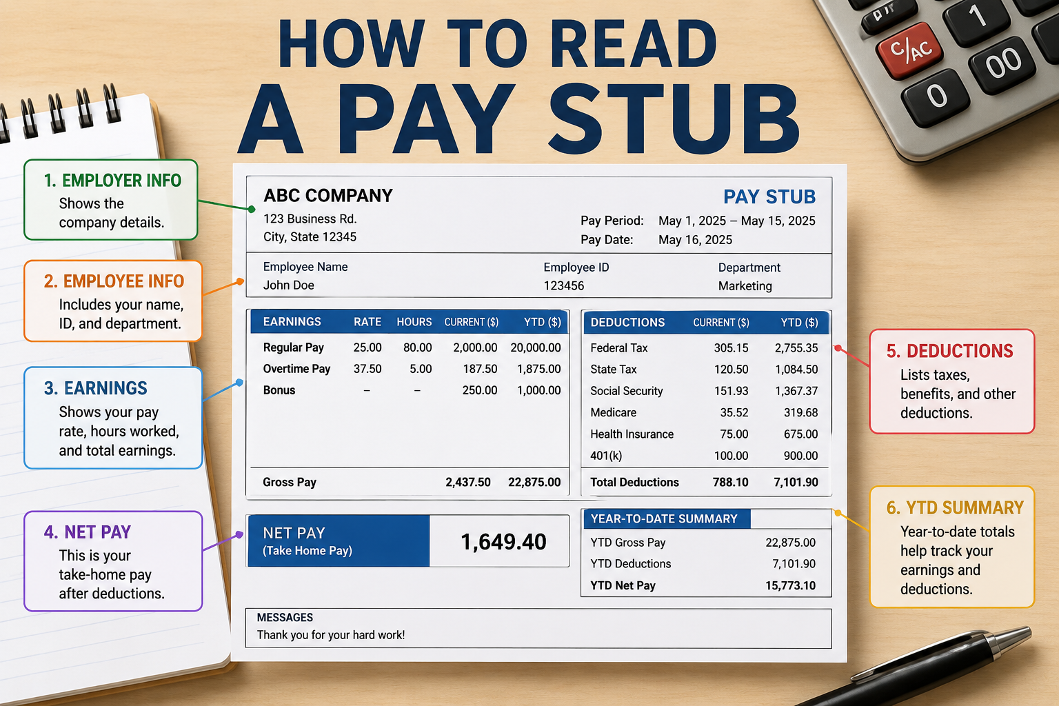 How to Read a Pay Stub (Simple Guide)